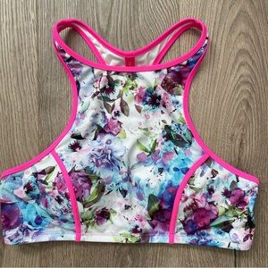 Victoria's Secret Bright Pink Floral Racerback Padded Swim Bikini Top Sz Medium